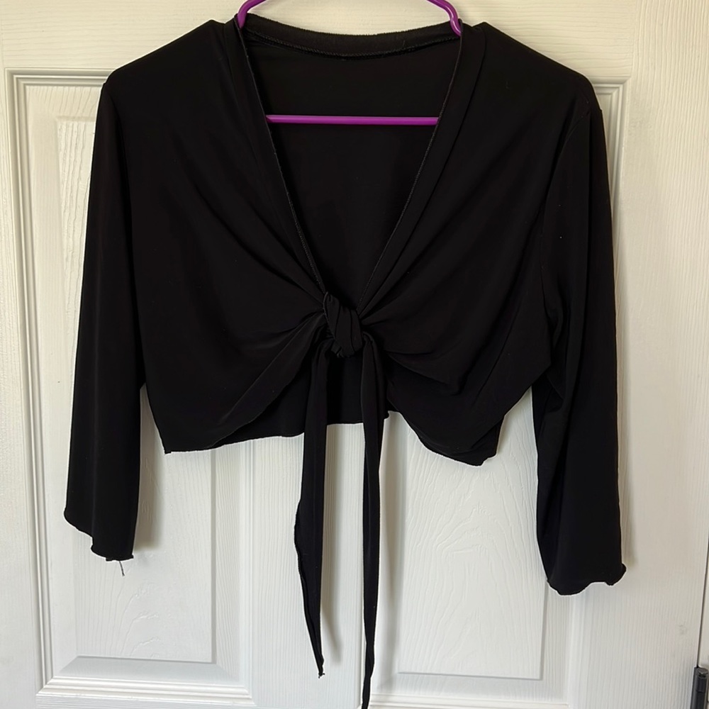 Women’s Tie in Front Black Shrug Cover